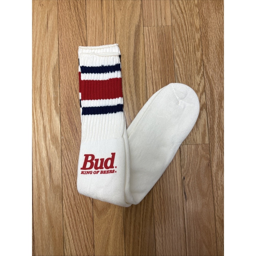 Vintage Americana Bud King‎ Of Beers Budweiser Tube Socks Knee High Socks New